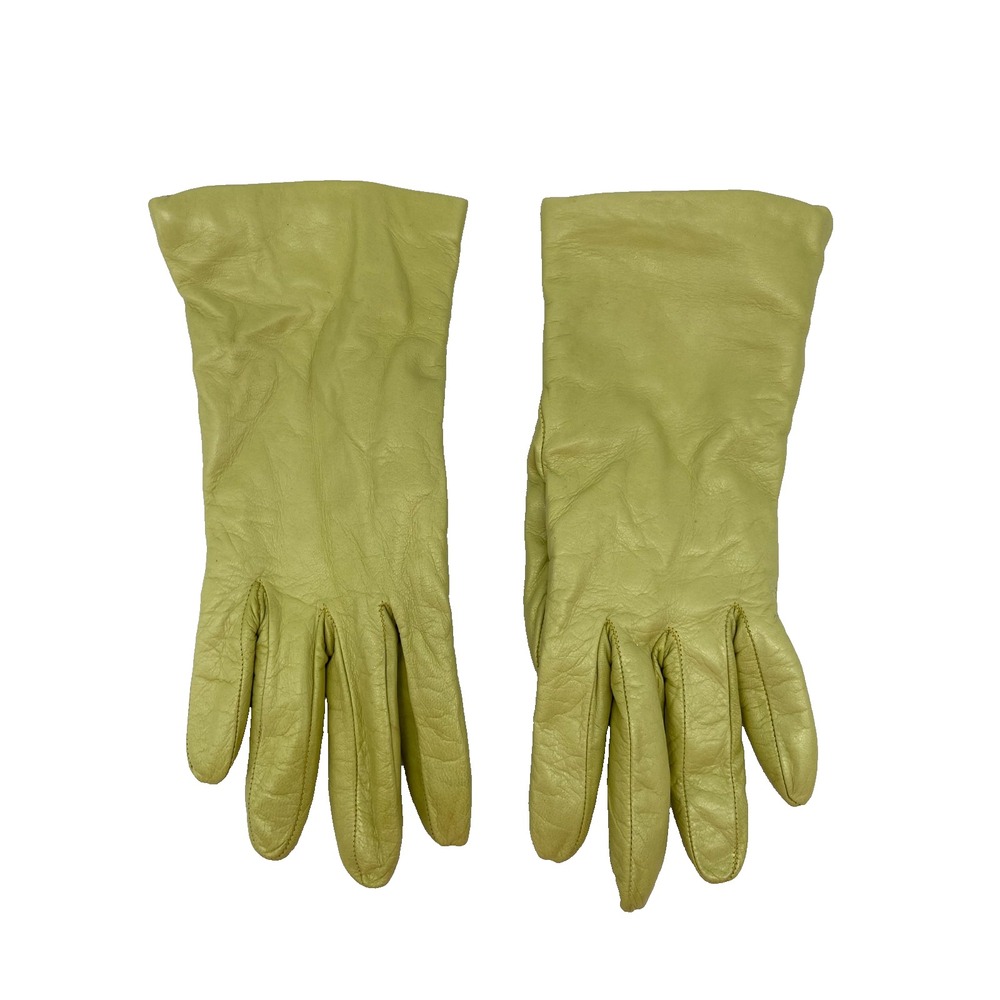 Sermoneta Kid Leather‎ Gloves Green Cashmere Lined Medium Length